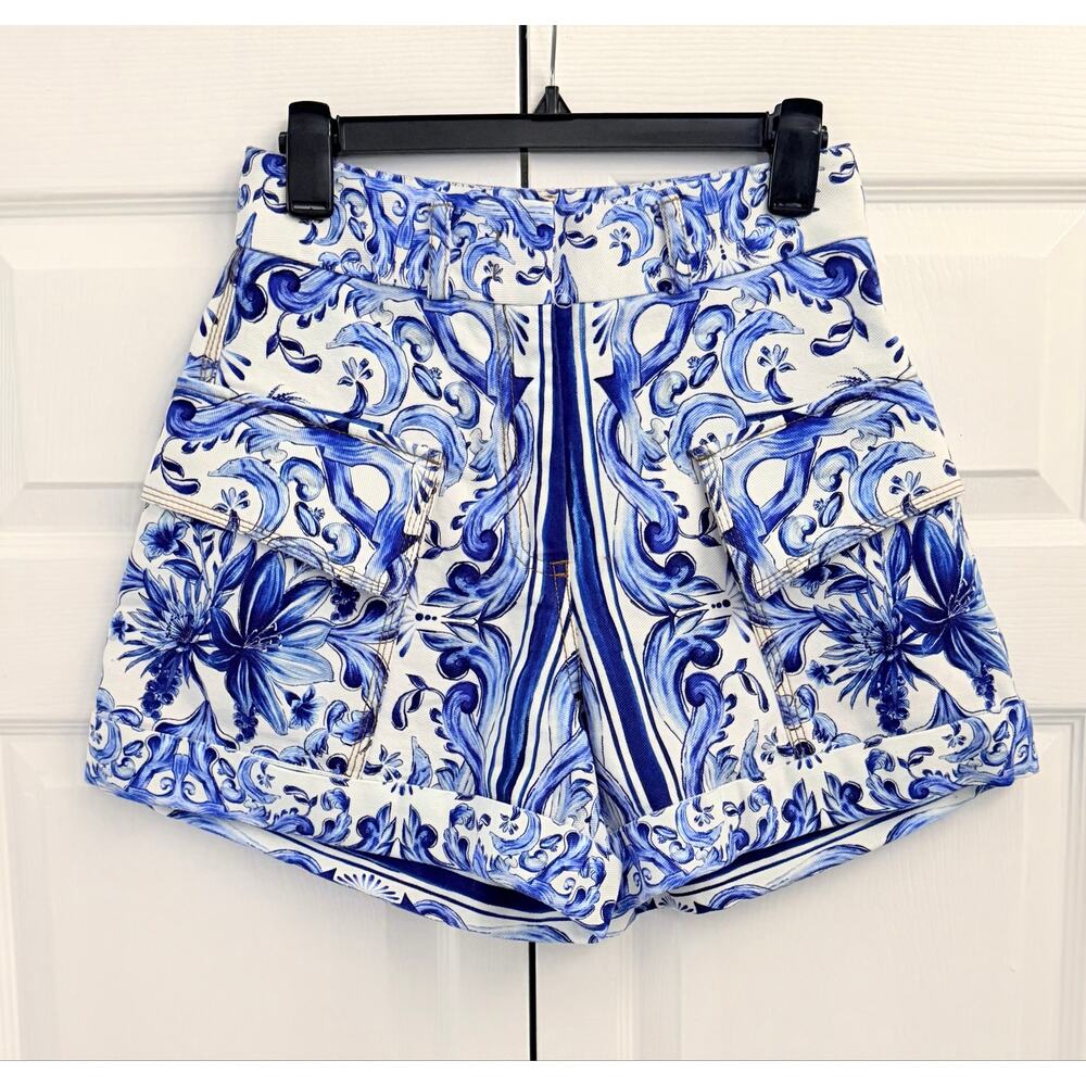 Farm Rio Garden Tiles Printed Cotton Shorts NWT 27 - Picture 5 of 6